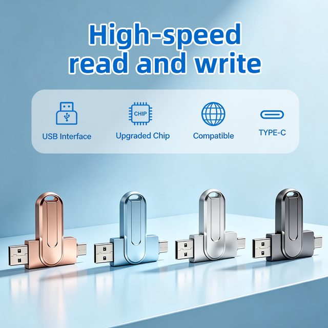 Type C Zinc Alloy Rotating USB Drive USB 3.0 Portable Pendrive Memory Stick for Exhibition Souvenir Corporate Business Gift