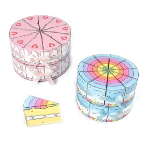 Set di 10 Scatole a Forma di Torta Triangolare per Dolci e <span class=keywords><strong>Caramelle</strong></span>, Confezioni Regalo Rosa e Blu per Cioccolatini, Decorazioni per Feste di Compleanno - Product Image 1