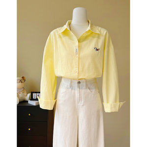 Camicie da <span class=keywords><strong>Donna</strong></span> in Puro Cotone di Alta Qualità con Ricami Cartoon <span class=keywords><strong>e</strong></span> Cardigan Casual Streetwear Prodotti da Fabbriche <span class=keywords><strong>a</strong></span> Basso Costo - Product Image 3
