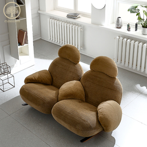 Sillón Sofá de Forma Única, Sofá de Dos Plazas, Sillón de Tela Encantador, Sofás Modernos con Reposabrazos y Reposacabezas para Uso Doméstico - Product Image 3
