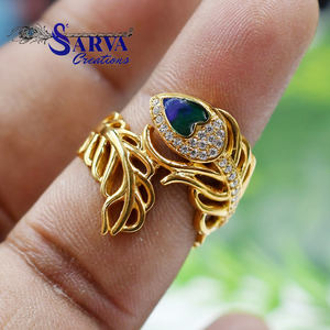 Plume de paon Design bague en argent sterling 925 Fine Jewelry Rings Personnaliser les bagues Fabricant de bijoux Sarva Création Jaipur - Product Image 2