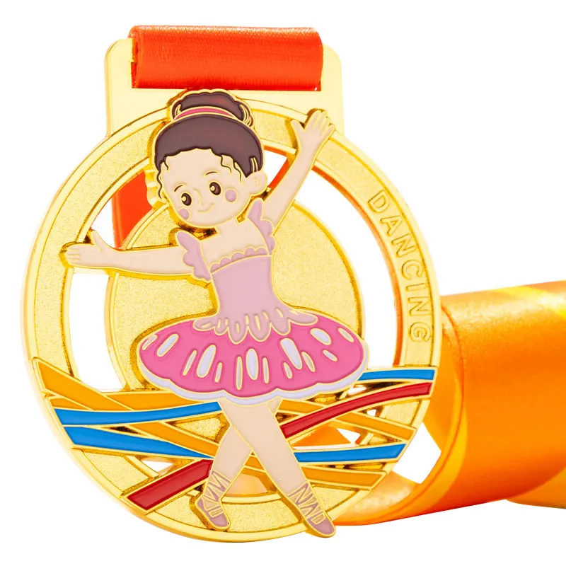 Manufacture Personalised Custom Metal Gold silver copper Award Medallas No Minimum Order Dance Medals With Ribbon For Children