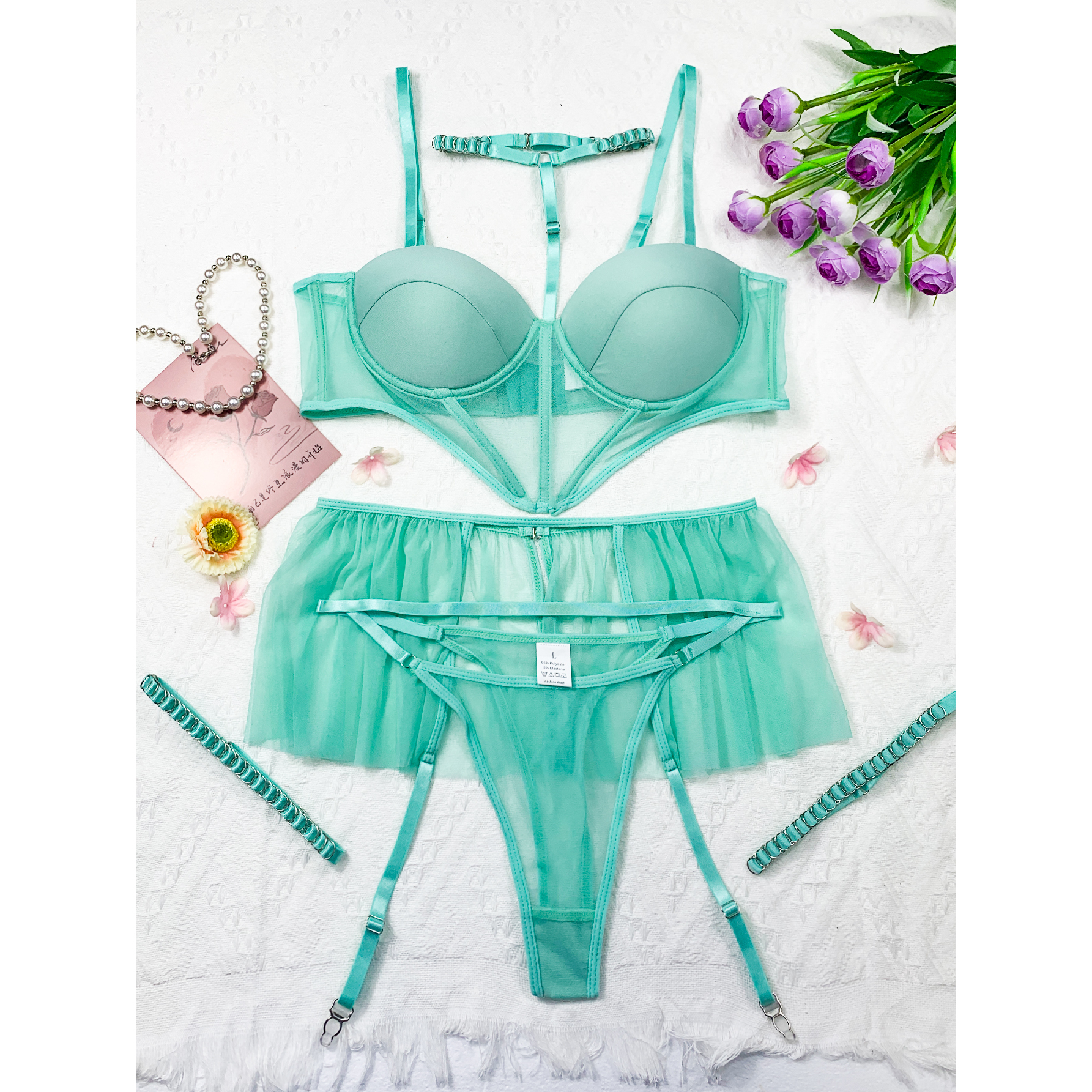 sexy teal lingerie Claudette Dessous Full Coverage Bra Peacock Color Women's Sexy Intimate  Lingerie main image 1