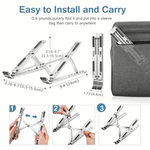 Soporte Plegable Portátil para Laptop de Aluminio, Ajustable en 6 Niveles, en Color Plata y Negro - Product Image 5