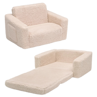 Teddy-Stoff, Extra Breites Cabrio-Sofa zu Lounger – Gemütliche 2-in-1 Flip-Open Couch/Schlafsofa für Kinder,