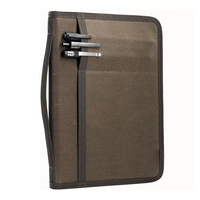 Elegante Funda de Lona Encerada A5 para Agenda con Cremallera YKK y Asa, para Cuaderno Moleskine, Libreta de Bocetos, con Portaplumas