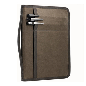 Journal Cover with Handle for Moleskine Cahier Notebook Sketchbook with Pen Holder Classy Waxed <b>Canvas</b> A5 Planner Ykk Zipper - Product Image 1