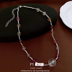 Collier en perles d'hématite argentée, simple, haute couture, court, polyvalent, personnalité élégante, bijoux en gros pour femmes - Product Image 4