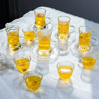 Tasse à thé de l'après-midi en verre de petite capacité au design créatif exquis de style moyen-oriental avec soucoupe et emballage en boîte, tasse à café en verre