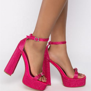 Belle scarpe con tacco alto con strass Bling fibbia alla moda cinturino alla caviglia <span class=keywords><strong>sandali</strong></span> Sexy da <span class=keywords><strong>donna</strong></span> piattaforma spessa rosa taglia <span class=keywords><strong>43</strong></span> - Product Image 3