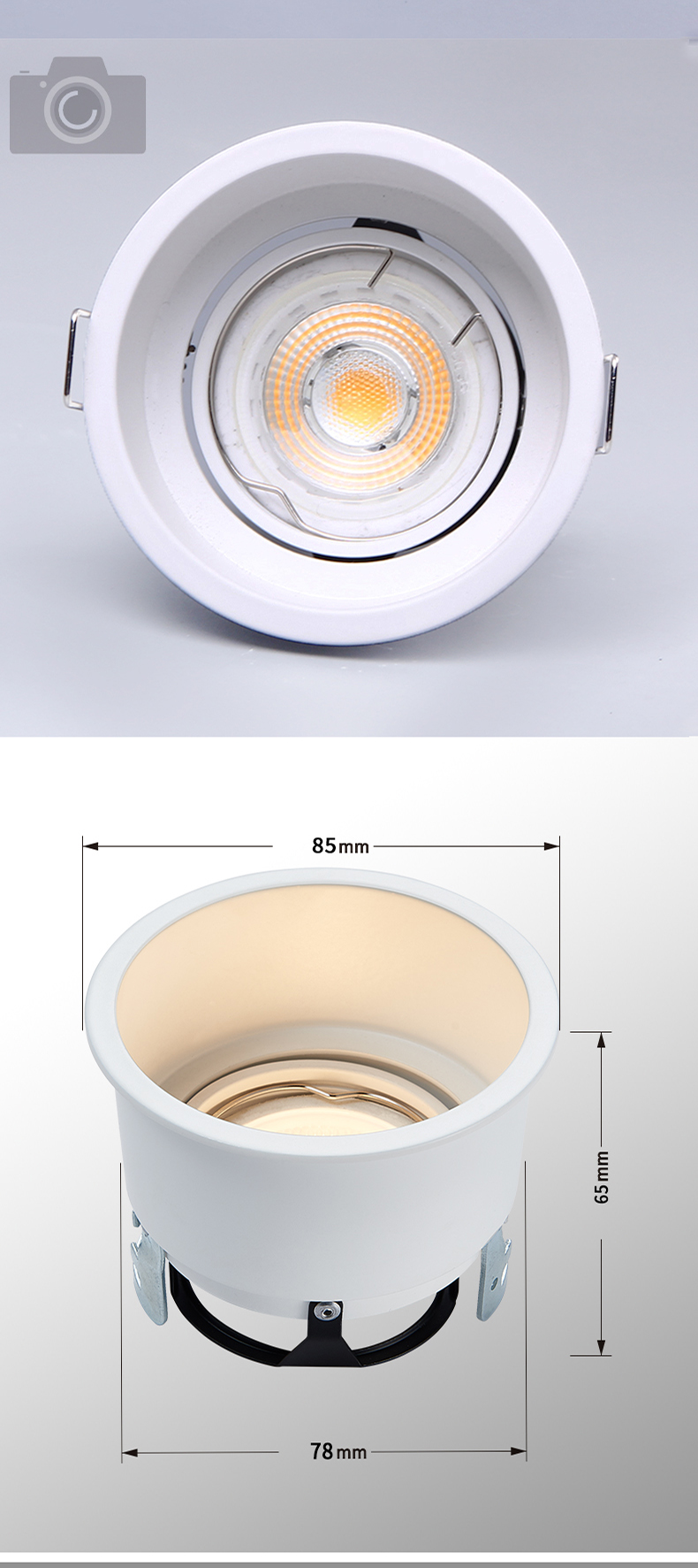 240v 80mm Cut Out Bathroom Downlights Die Casting Alu Aluminum
