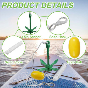 Ancoraggio 1.5kg per Kayak e Jet Ski con 13M corda galleggiante per Paddle Board accessori Canoe barca ancora pieghevole Grapnel ancora - Product Image 5
