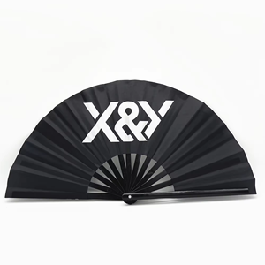 Personalized Decoration Black Large Wooden Folding Custom Printed Bamboo <b>Hand</b> Fan - Product Image 4