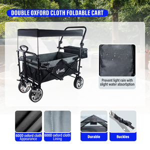 キャンプビーチ折りたたみワゴン、大型四輪ロールコンテナ付き、カスタマイズ可能なOEM対応、キャノピー付き折りたたみワゴンカート - Product Image 4