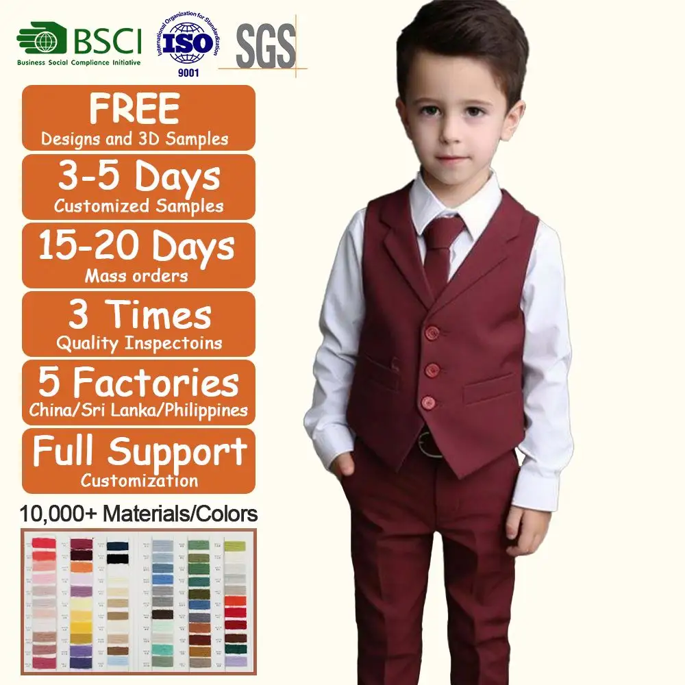 Abbigliamento personalizzato Ou Tong 2023 bambini neonati maschi smoking Suit blazer camicia gilet Tie Pants formale Boy Suit Baby Boys Suits