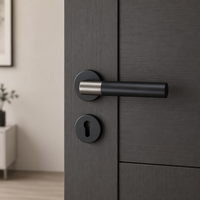 Poignée de porte en alliage de zinc noir, poignée à levier moderne pour porte d'appartement