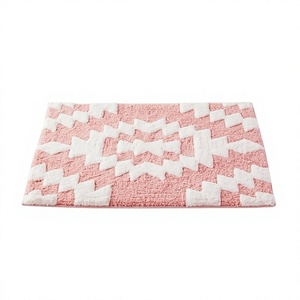 ITHL luxe rose couleur gros tapis de bain personnalisé séchage rapide tapis de bain design coton avec techniques faites à la machine pour salles de bains - Product Image 1