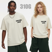 T-shirts décontractés unisexes à col rond en coton pur 310G, coupe ample, manches courtes, tendance quotidienne