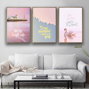 Popular 3 Panels Pink Color Wedding Picture Canvas <strong>Wall</strong> <strong>Art</strong> for Girls Bedroom - Product Image 5