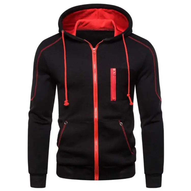 Full zipper kint Mens outdoor sports hooded sweater Jogging Track Filed Gym Training Hoodie pullover for men spring autumn