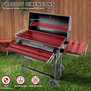 Kit de rôtissoire à poulet manuelle pour fête en plein air Rôtissoire électrique Baril BBQ Grill rotatif en fer à charbon de bois pour l'extérieur Acier - Product Image 3