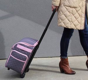 Free Sample Custom Design Sewing Machine Storage Case Trolley <b>Bag</b> with <b>Wheels</b> - Product Image 5
