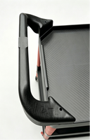 Chariot roulant noir en PP à 3 niveaux, capacité 75 kg par niveau, avec panneau perforé et crochets, idéal pour le remise à neuf des supermarchés – Vente directe usine