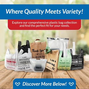 T-shirt Plastic Bags Black Plastic Bags with Handles (Plain) | Ideal for Grocery, <b>Shopping</b>, Food Take Out/To Go, <b>Small</b> Business - Product Image 3