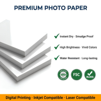 Kertas Foto Inkjet Glossy Satu Sisi A4 Permukaan Berbutir Premium Tahan Air MOQ Rendah 115-260gsm 100 Lembar/Pak untuk Bisnis Pernikahan