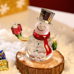 Darzelle <b>Crystal</b> Christmas <b>Tree</b> And Snowman Ornament 20cm Mini Glass Decor For Holiday Gift - Product Image 2