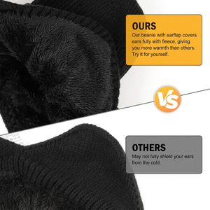 Gorro unisex de punto con orejeras, color sólido, cálido, para invierno, informal, para uso al aire libre, marrón, 56-58 cm - Product Image 3