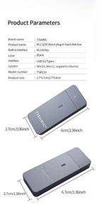 Caja de disco duro de aluminio enchufable directo TISHRIC M.2 2230 con interfaz USB 3,2/Tipo C compatible con velocidad de transmisión de 10Gbps - Product Image 3