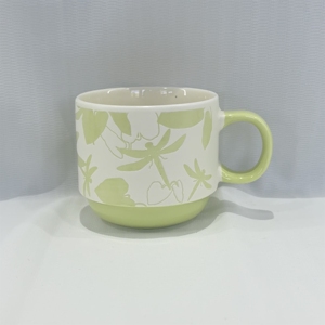 Nouvelle Tasse en Céramique à Motif d'Insectes, Design Thème Nature, Couleurs Vert et Jaune, Prix Réduit - Product Image 6