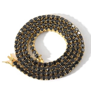 Hiphop Jewelry 3mm Black Tennis <b>Bracelet</b> Necklace With VVS Moissanite Pure <b>Silver</b> 925 Tennis Chain - Product Image 1