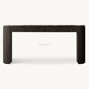 Consolle Rettangolare Premium in Marmo Naturale Rovere con Cassetti, Mobile Moderno Scanalato con Doppia Gamba, Credenza Artigianale per Ingresso - Product Image 6