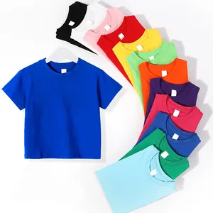 Ananbaby Camiseta de algodão unissex de alta qualidade para crianças, roupas de verão de algodão redondo, camisetas de manga curta