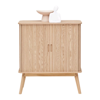 Combohome Table basse moderne, armoire ronde avec portes coulissantes, collection de produits de salon nordique pour la maison