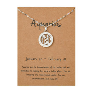 Collana con Ciondolo Zodiacale in Lega Traforata, <span class=keywords><strong>Segni</strong></span> Astrologici Acquario Leone Scorpione Toro Bilancia, 12 Costellazioni - Product Image 6