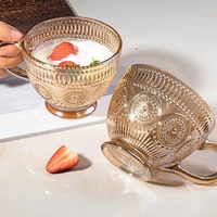 Tasse à eau en verre Unique, tasse à thé, tasse à café japonaise, tasse à jus de 13oz avec poignée verre à boire