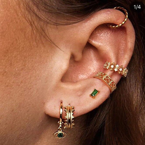 Boucles d'oreilles manchette à clous en cristal pour femme, style cartilage, accessoires minimalistes pour usage quotidien - Product Image 2