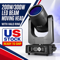 En stock en EE. UU. Luz de cabeza móvil Sharpy LED de 200W con anillo, control DMX512 RDM, súper haz de luz móvil para DJ, iluminación de escenario para fiestas
