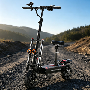 Trottinette tout-terrain pliable pour adultes avec siège, pneus larges robustes, frein à disque hydraulique, design pliable compact et portable pour un rangement facile - Product Image 3