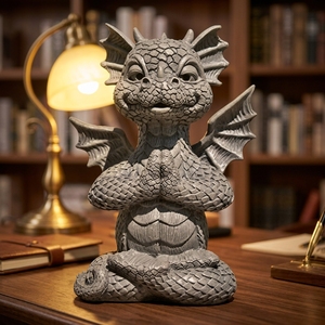 Zen Meditation <strong>Dragon</strong> Statue Yoga Pose Resin Sculpture for Outdoor Garden Decor Stone Texture Figurine - Product Image 2