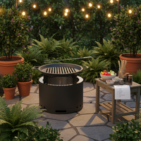 Foyer sans fumée Feu à bois Camping Solo Fire Pit Grill Cover et Poker Portable pour l'extérieur et l'intérieur