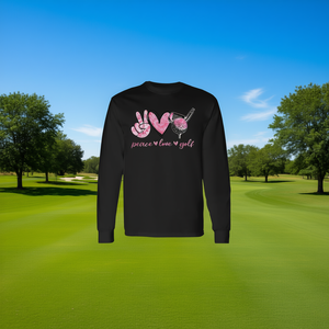 Camiseta de manga larga Peace Love Golf para mujer, regalo deportivo estampado - Product Image 2