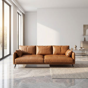 Sofá <span class=keywords><strong>de</strong></span> Cuero Moderno <span class=keywords><strong>de</strong></span> 3 Plazas, Tapizado Suave <span class=keywords><strong>con</strong></span> Cojines Cómodos, Sofá <span class=keywords><strong>de</strong></span> Cuero PU para Dormitorios y Sala <span class=keywords><strong>de</strong></span> Estar - Product Image 2