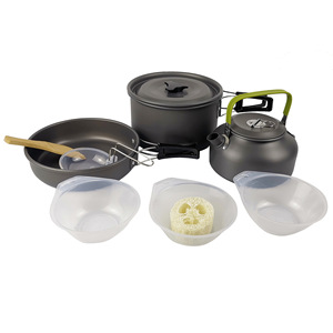 Ensemble de cuisine d'extérieur 4-5L antiadhésif portable avec casseroles, poêles et ustensiles pour la randonnée et les voyages - Product Image 2