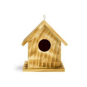 Küçük kuşlar için yaratıcı bitmemiş ahşap kuş evi DIY dekorasyon veya asılı için hayvan oyma ile cilalı kafes - Product Image 2