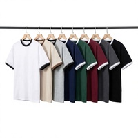 T-shirt Homme à Bordures Contrastantes, Coton Lourd 100% Coton, Uni, Haute Qualité, Vintage, Vente en Gros