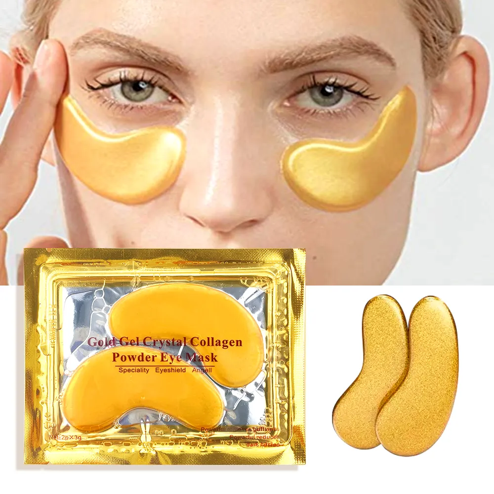 Private label 24K sotto gli occhi in gel pastiglie idratante cristallo collagene oro maschera per gli occhi macchie rughe per gli occhi